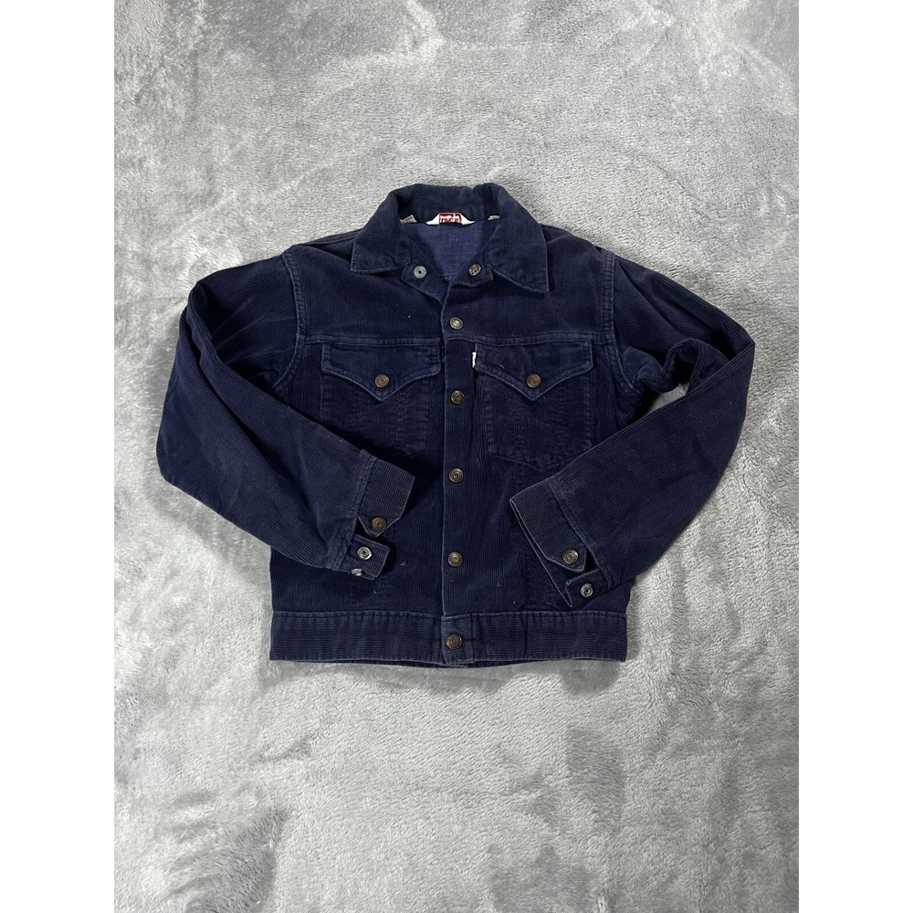 Vintage 70s Levis Corduroy Jacket WOMENS 14 Blue Made in USA Trucker
